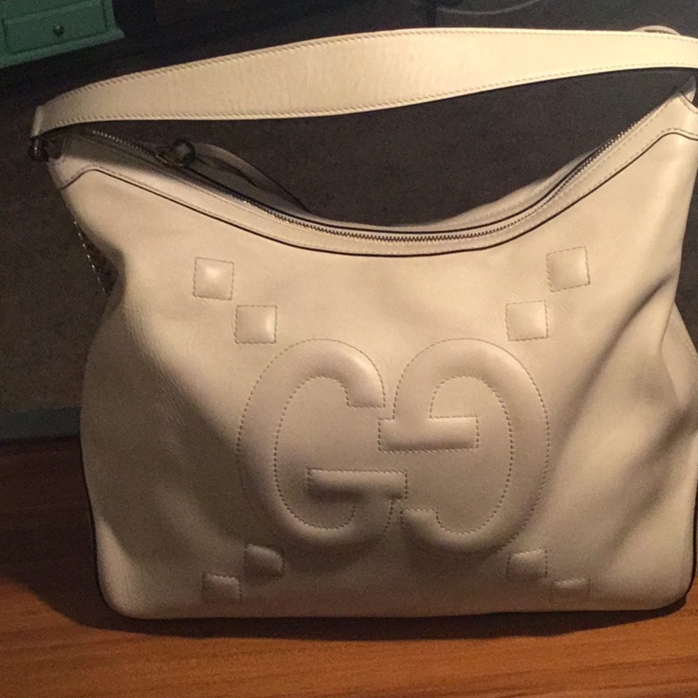 Embossed GG Leather Hobo